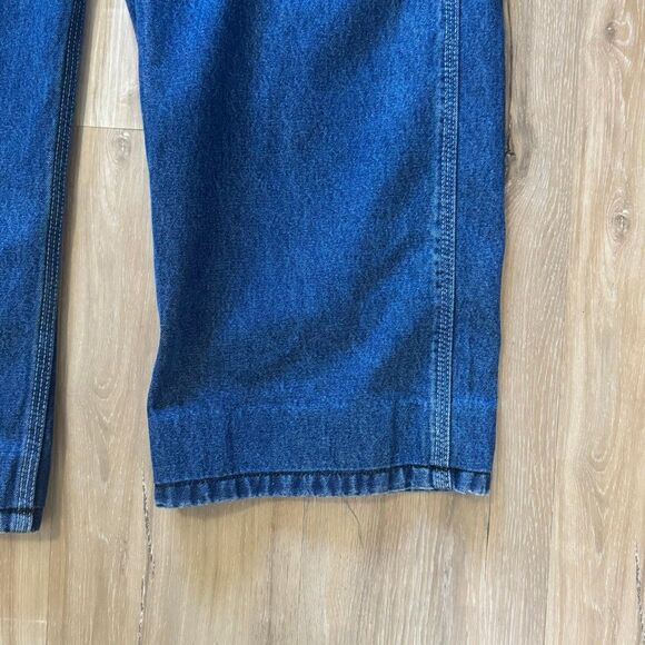 Carhartt Denim Carpenter Dark Blue Jean Overalls Size 34 Workwear Utility Trades - Picture 7 of 11